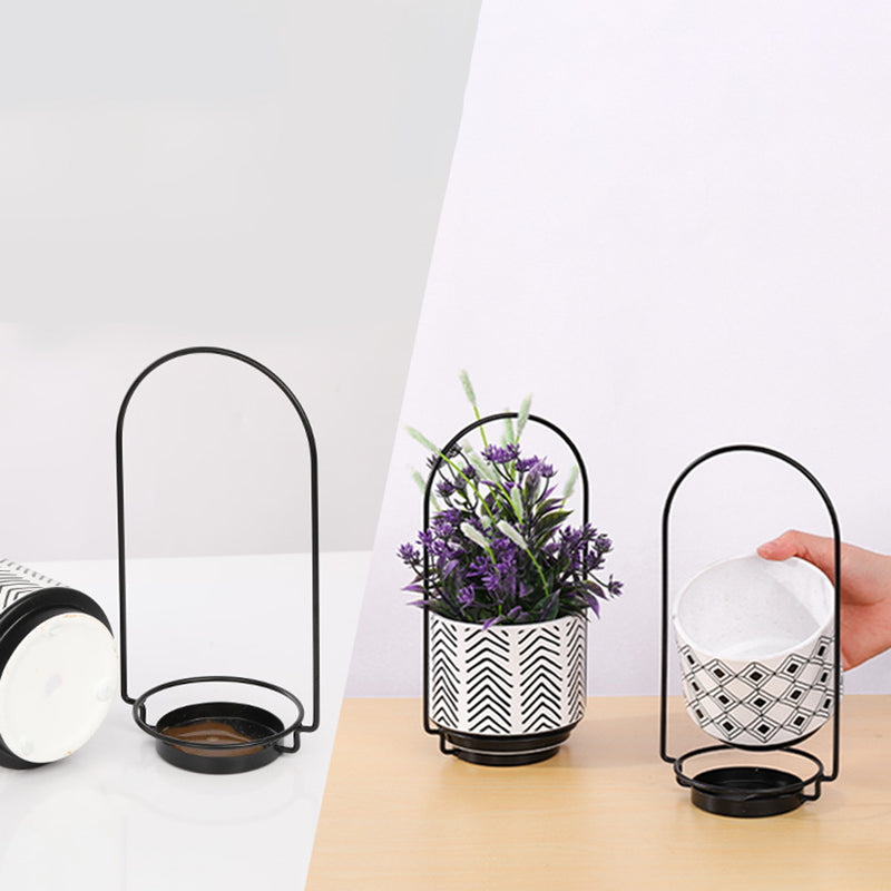 001- ZJ-TC001 Hanging Plant Hangers with Ceramics Flower Pot and Telescopic Rod