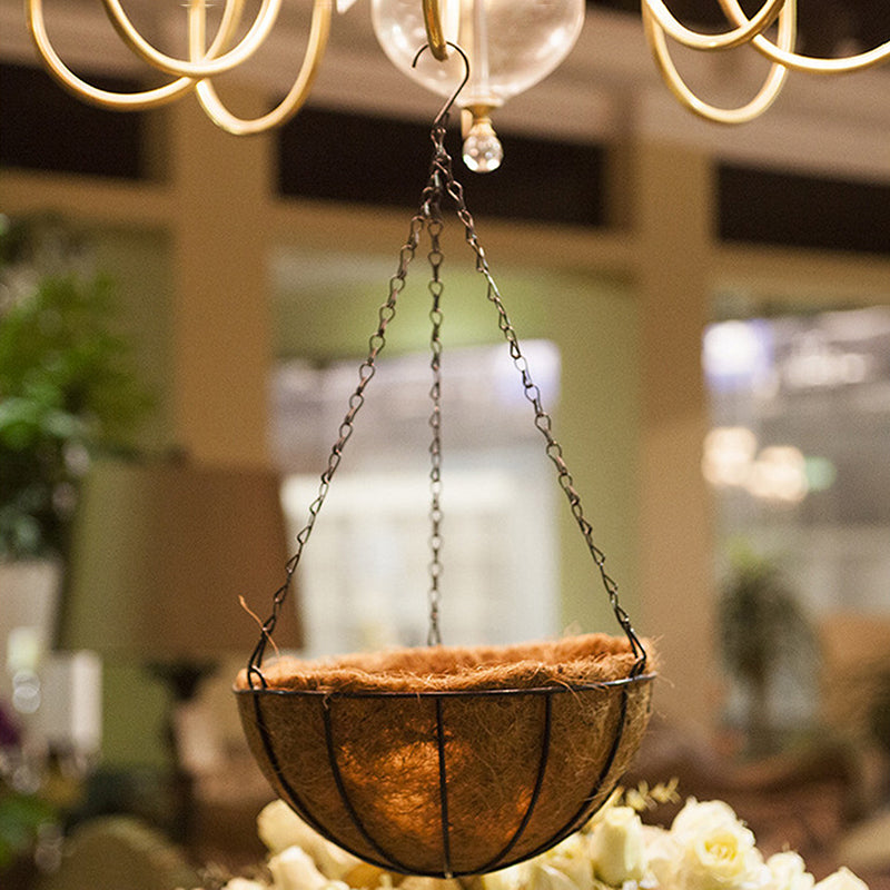 001-YZ01 14-inch Flower Pot Hanging Planter Basket with Coir Liner (Semi-circular Umbrella Shape)
