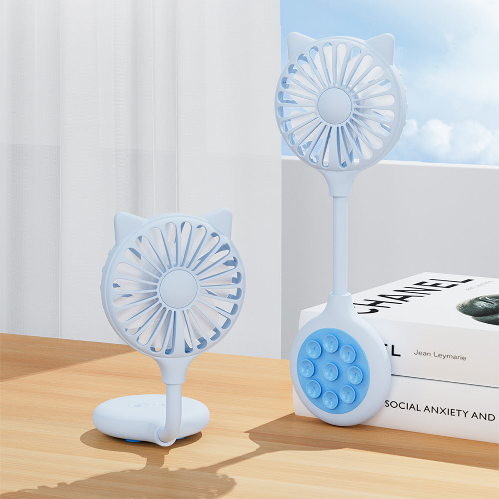 Cat Ear Design Foldable USB Fan Air Circulator Summer Cooler with Suction Cups