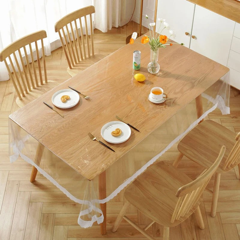 150x305cm Tabletop Cover Clear PVC Waterproof Oil-proof Square Tablecloth