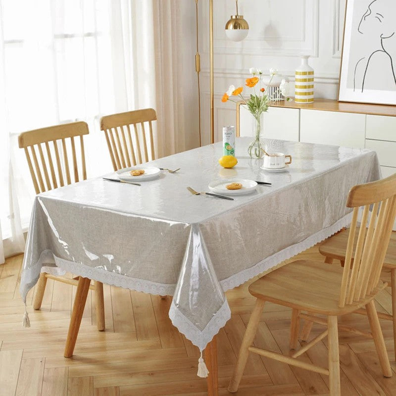 150x305cm Tabletop Cover Clear PVC Waterproof Oil-proof Square Tablecloth