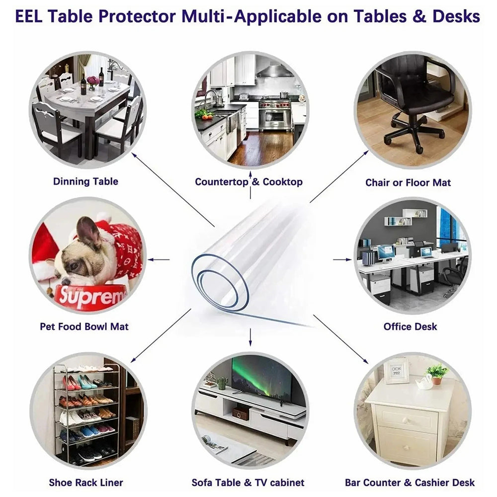 60x90cm 1.5mm Thickness PVC Waterproof Study Table Mat Transparent Desk Pad