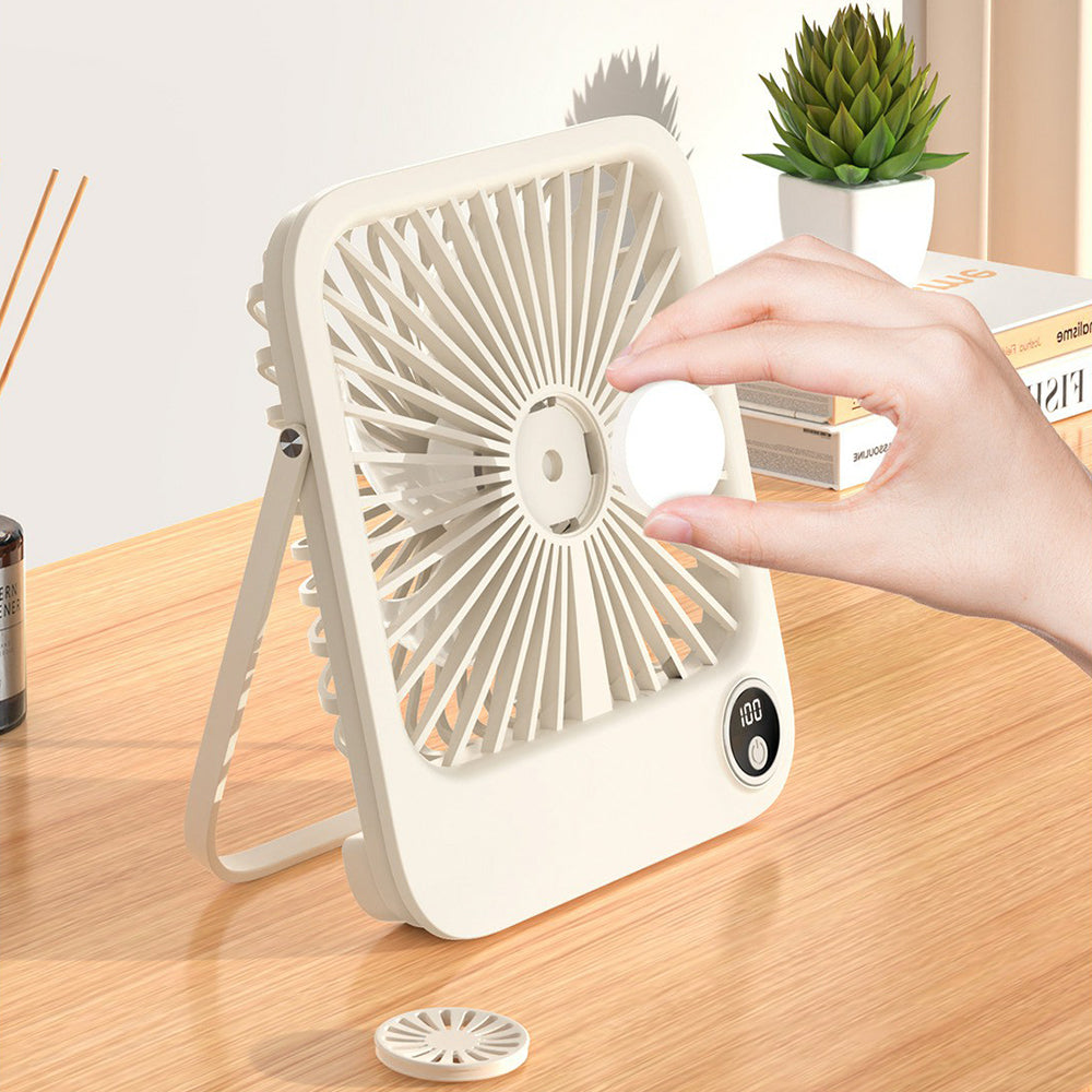 W30 Battery-Powered Digital Display Cooling Fan Portable Quiet Mini Desktop Fan