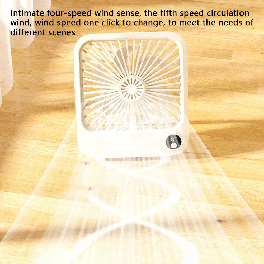 W30 Battery-Powered Digital Display Cooling Fan Portable Quiet Mini Desktop Fan