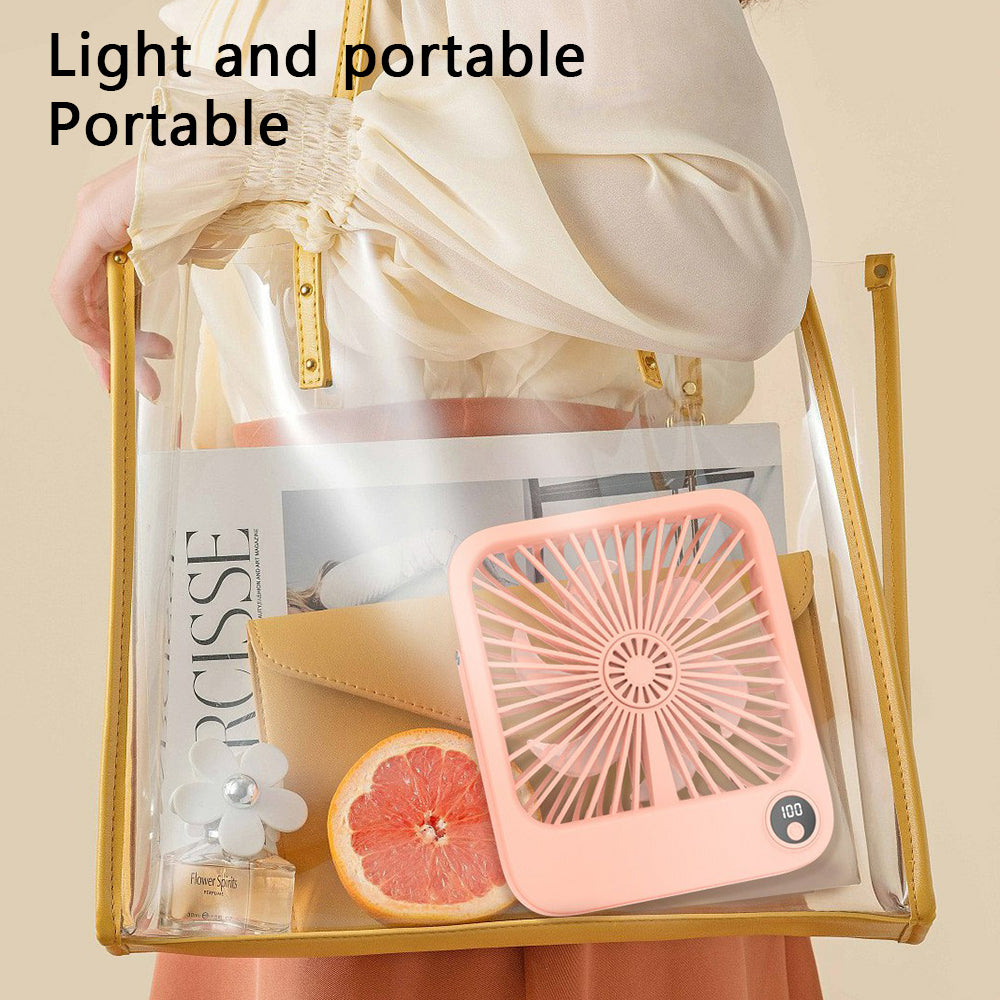 W30 Battery-Powered Digital Display Cooling Fan Portable Quiet Mini Desktop Fan