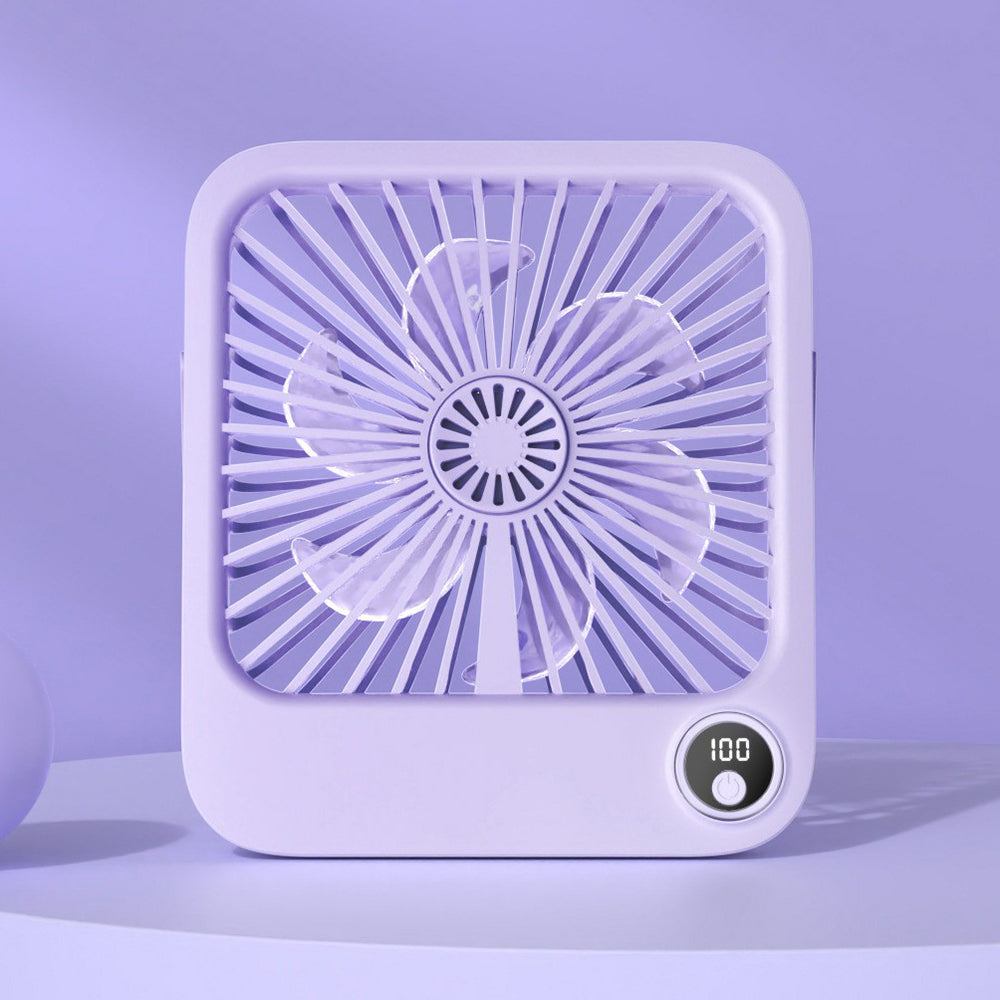W30 Battery-Powered Digital Display Cooling Fan Portable Quiet Mini Desktop Fan