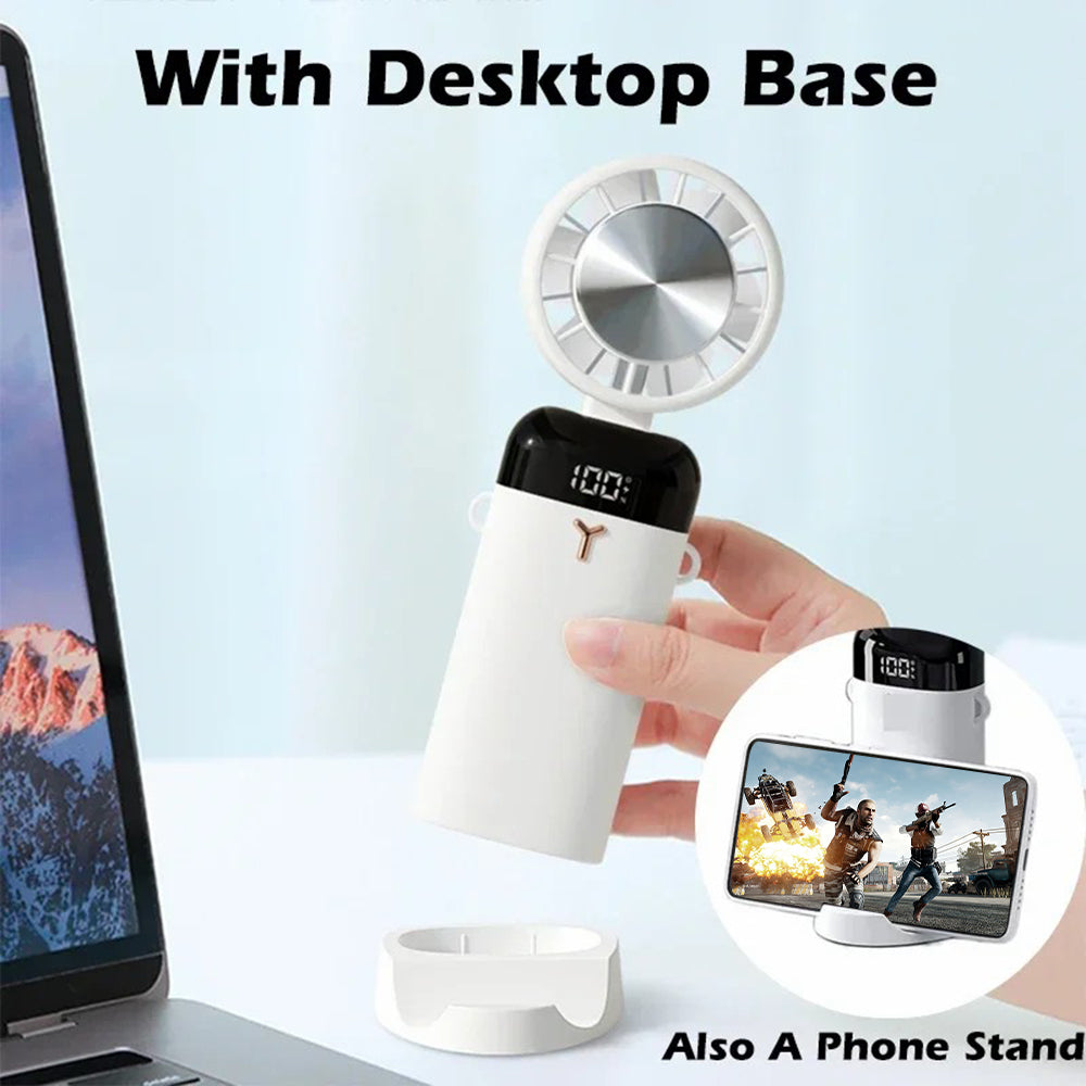 S3 Portable Rechargeable Handheld Cooling Fan 1200mAh 3 Speed Low Noise Desk Fan with Hanging Hole