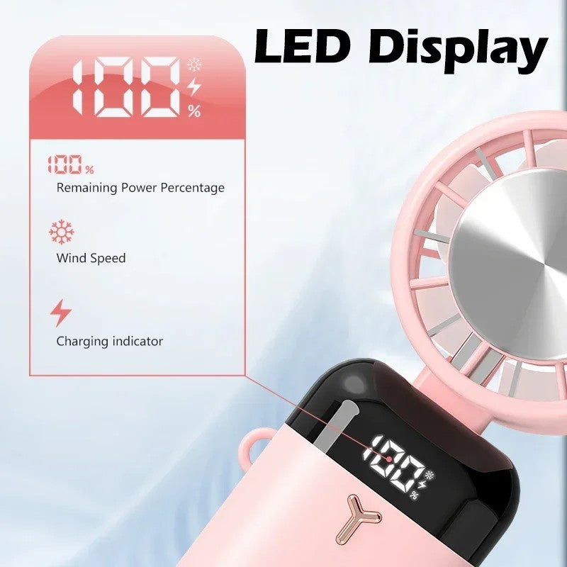 S3 Portable Rechargeable Handheld Cooling Fan 1200mAh 3 Speed Low Noise Desk Fan with Hanging Hole