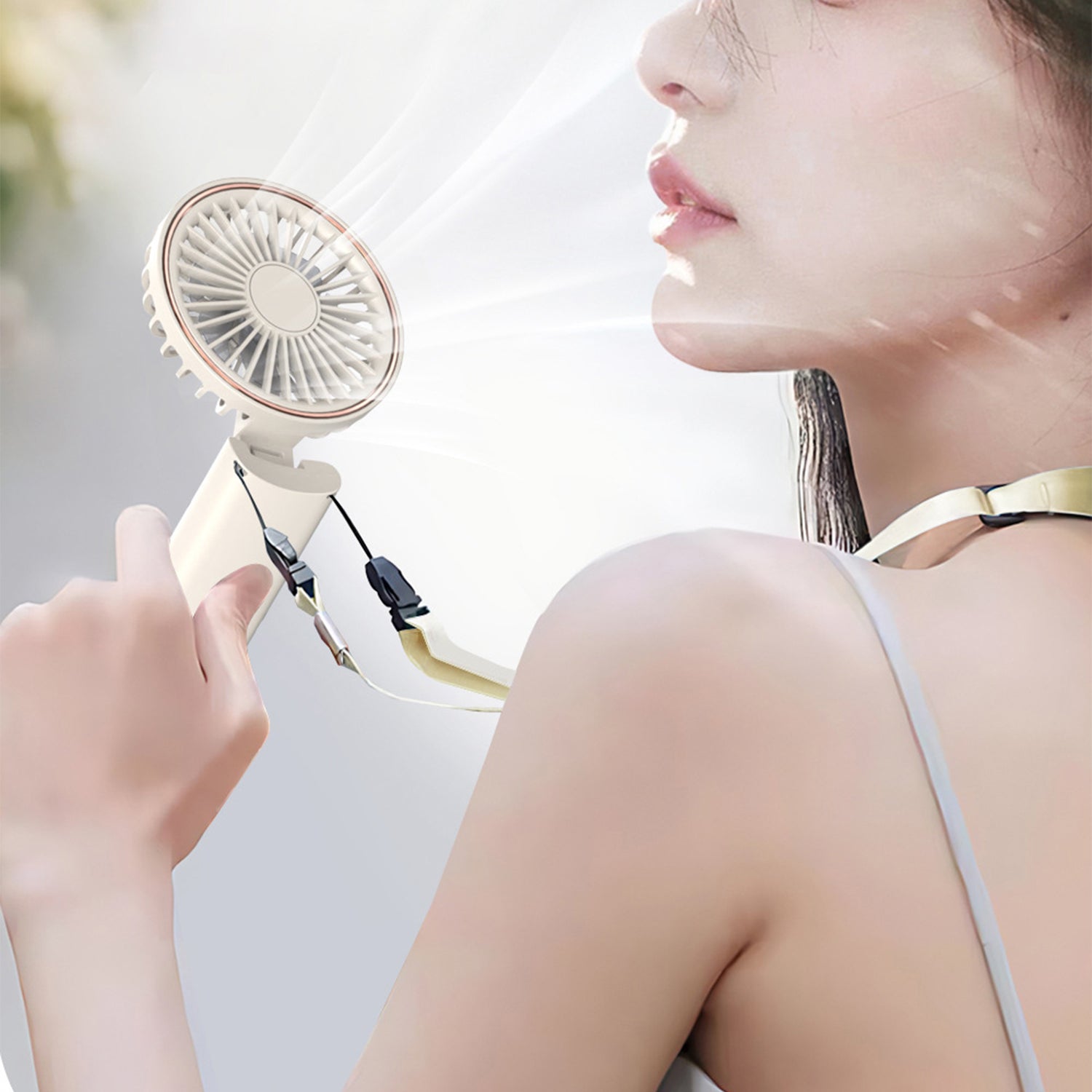 W10 USB Rechargeable 4 Gears Silent Portable Handheld Fan with Digital Display