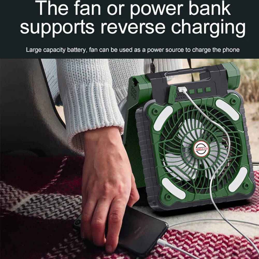 x99 Solar USB Fan 5200mAh Power Bank Phone Charger with Light for Home Outdoor Camping
