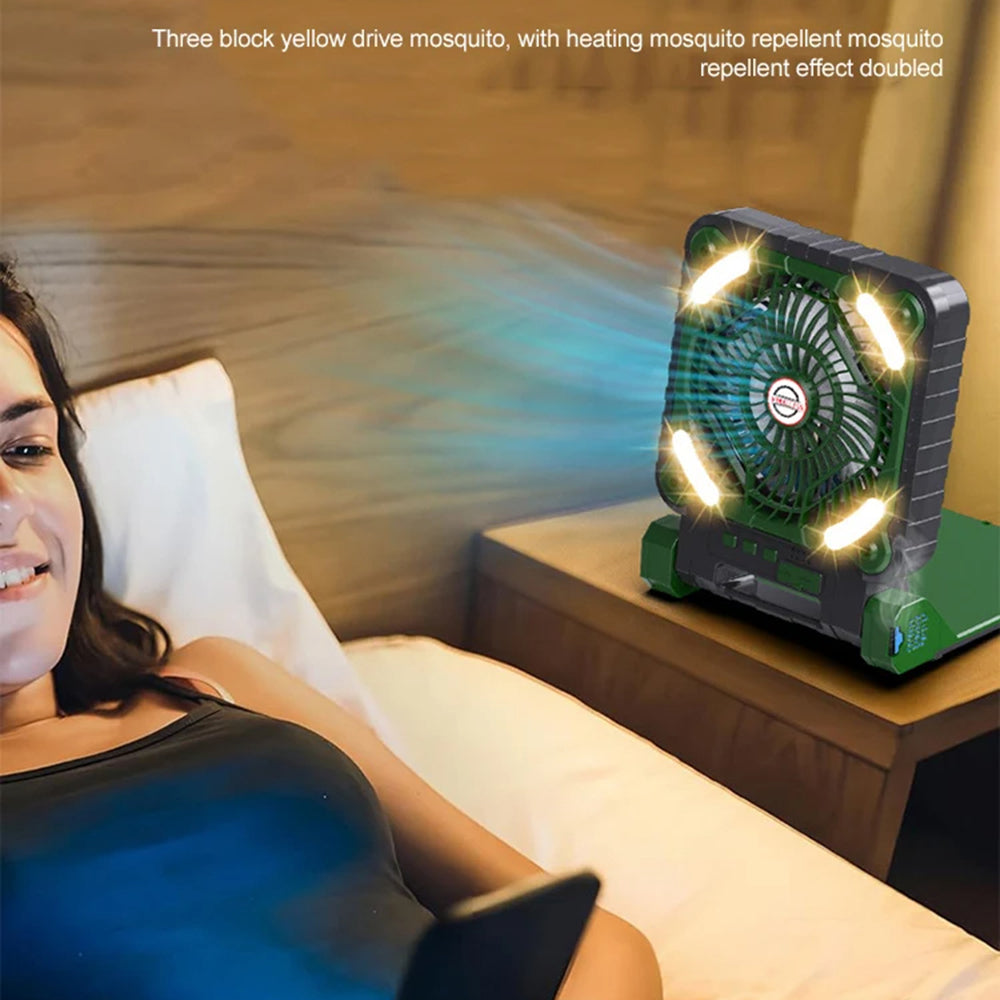 x99 Solar USB Fan 5200mAh Power Bank Phone Charger with Light for Home Outdoor Camping