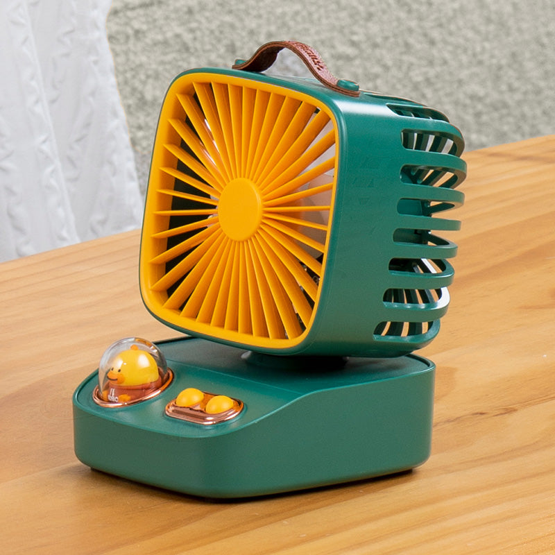 ICARER FAMILY Mini Desktop Fan Cartoon Animal Decor Summer Shake Head Cooling Fan