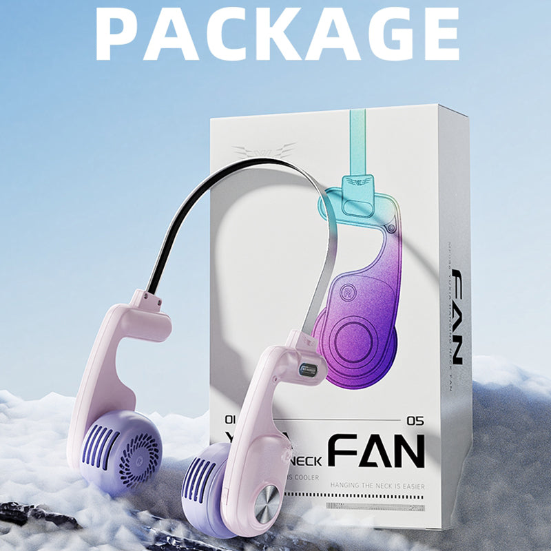MF086 5 Speeds Adjustable Silent Summer Cooling Metal Neckband Hanging Fan