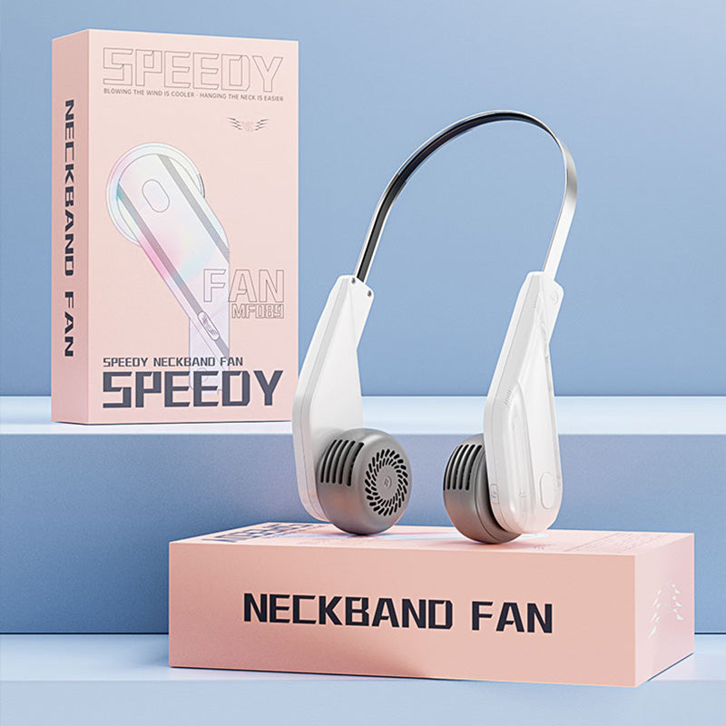 MF089 Summer Neck Hanging Fan 5 Speeds Brushless Motor Neckband Cooling Fan