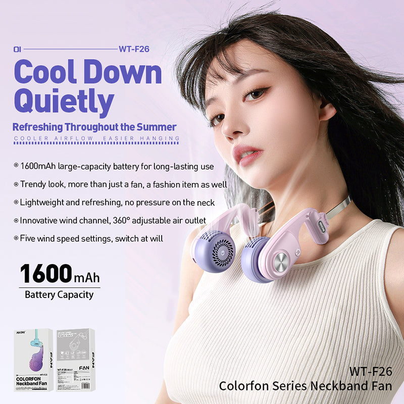 WEKOME F26 Colorfon Series Neckband Fan 360 Degree Rotation 5 Speeds Neck Hanging Cooling Fan