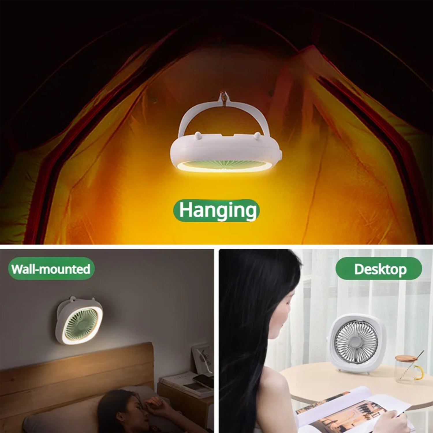 JP-ytds Foldable Table Desk USB Fan Air Circulator Hanging Fan with Light (CE)