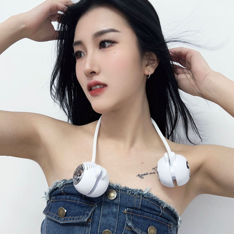 C16 Foldable Rechargeable Hanging Neck Fan Cute Panda Student Kids Fan Cooler