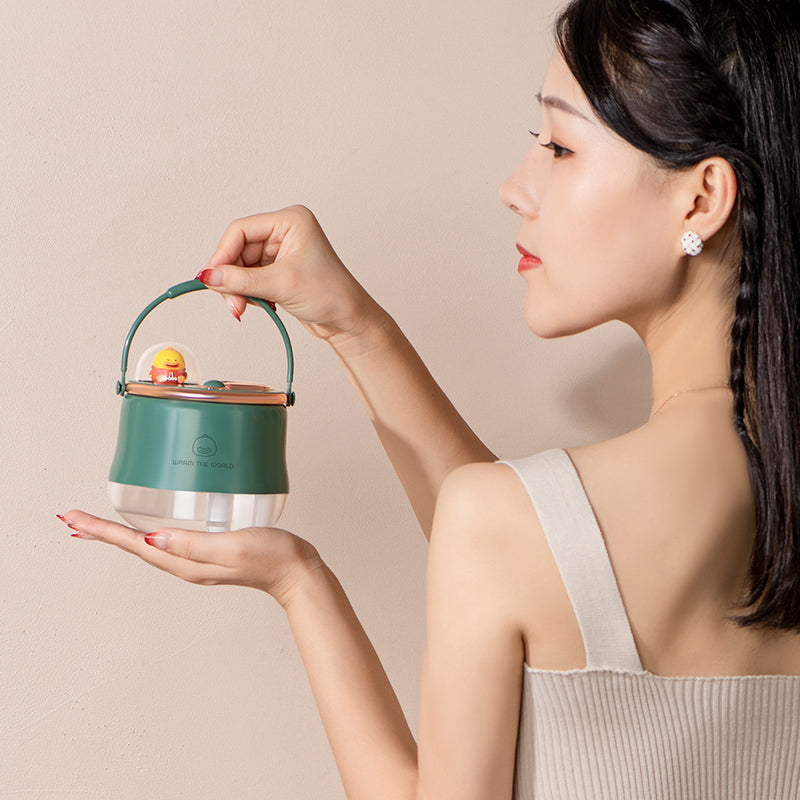 ICARER FAMILY Dual Spray Outlet Portable Humidifier Built-in 1200mAh Battery Desktop Mist Diffuser