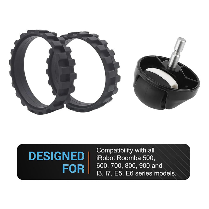 JUNSUNMAY For iRobot Full Range of Sweepers 1Pc Replacement Front Castor Wheel+2Pcs Tires