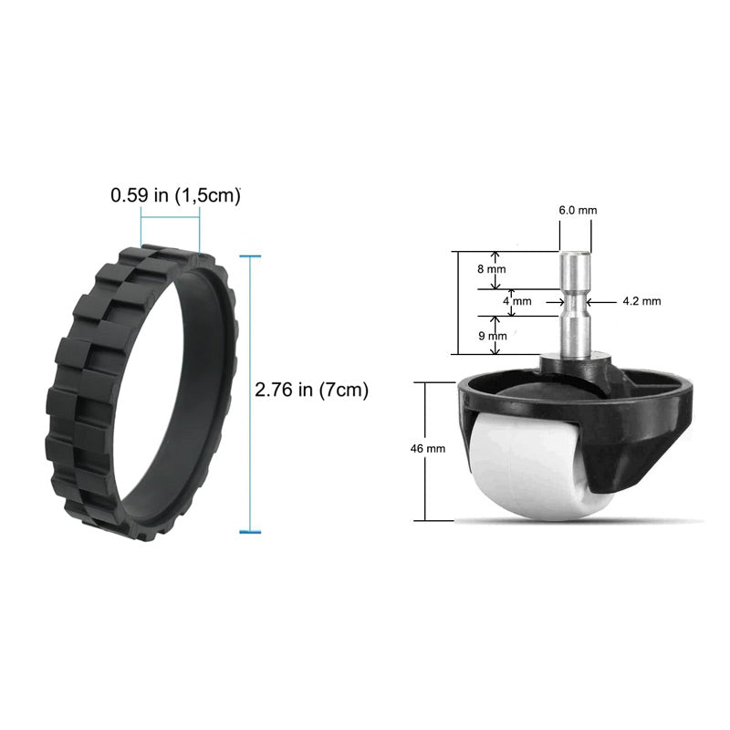 JUNSUNMAY For iRobot Full Range of Sweepers 1Pc Replacement Front Castor Wheel+2Pcs Tires