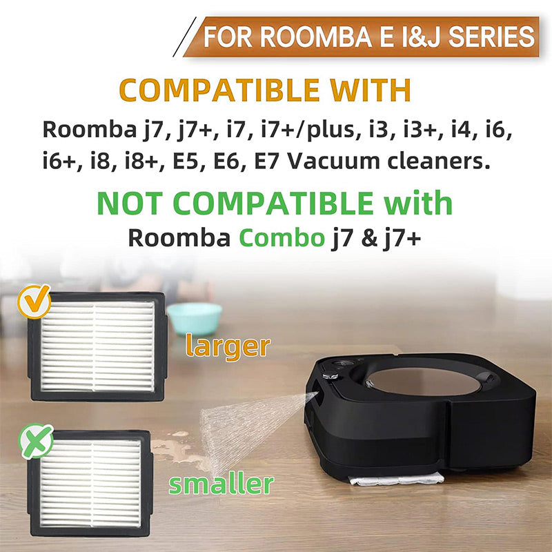 JUNSUNMAY For iRobot i3 / i3+ / i4 / i6 / i6+ / i7 / i7+ / i8 / i8+ / j7 / j7+ / E5 / E6 / E7 6Pcs Sweeper Filter with Brush