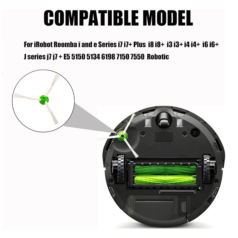 JUNSUNMAY 6Pcs Triangle Side Brushes for iRobot Roomba I / E / J Series Sweeping Robot Replacement Part