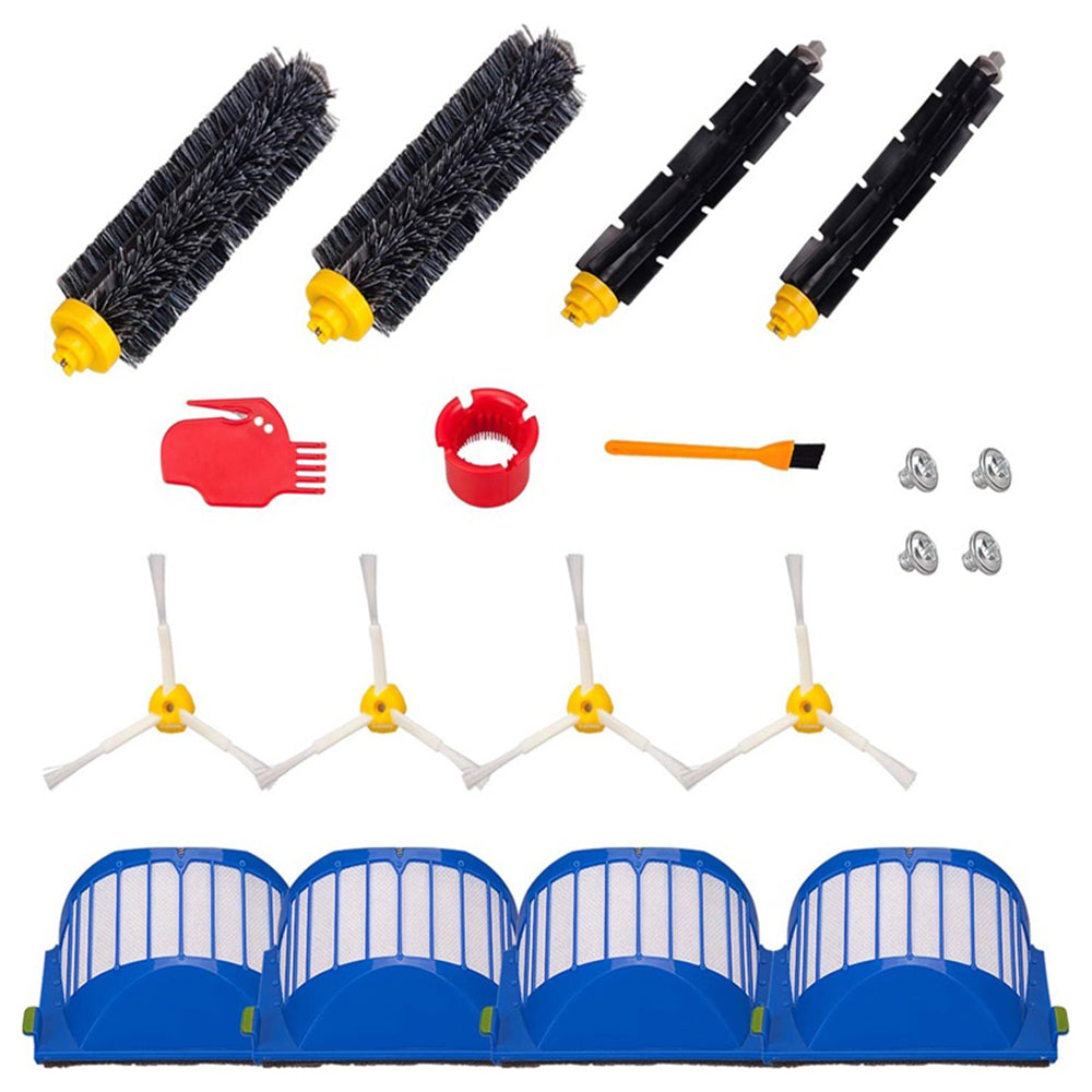 4 Side-Edge Brush+2 Pairs Main Brush+4 Filter for iRobot 600 Series (with 3 Cleaning Tools)