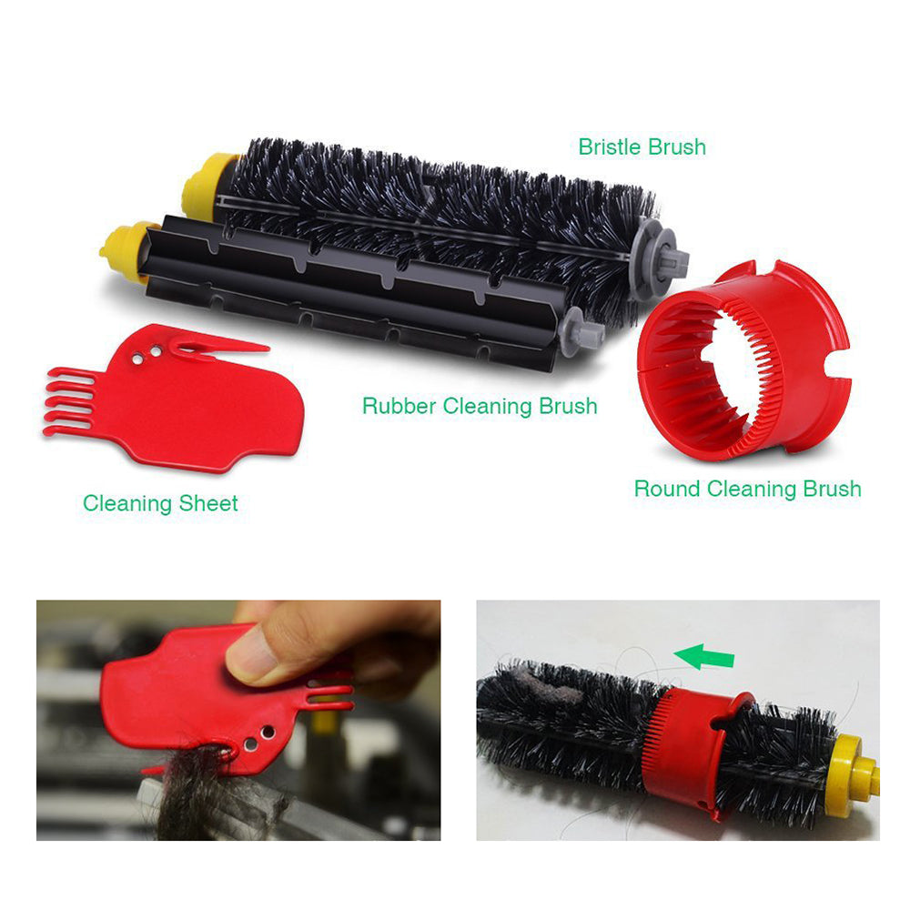 1 Set For iRobot Series 600 700 Cleaning Kit (2 Pairs Main Brush+2 Cleaning Comb)