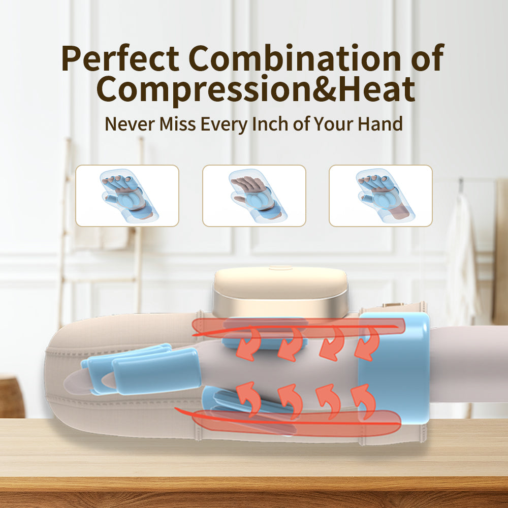 H10 1Pc Electric Hand Massager for Finger, Wrist Joint Airbag Kneading Heat Therapy Device