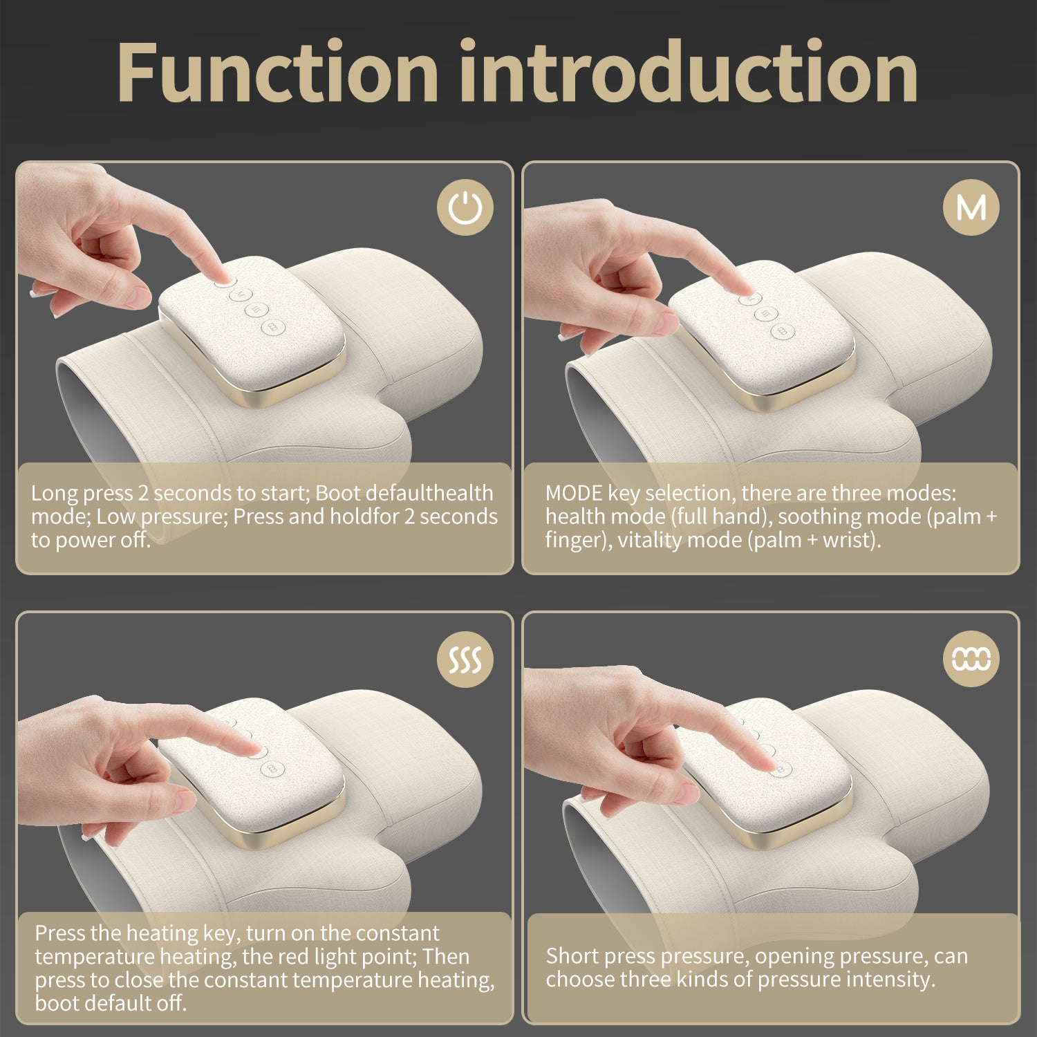 H10 1Pc Electric Hand Massager for Finger, Wrist Joint Airbag Kneading Heat Therapy Device