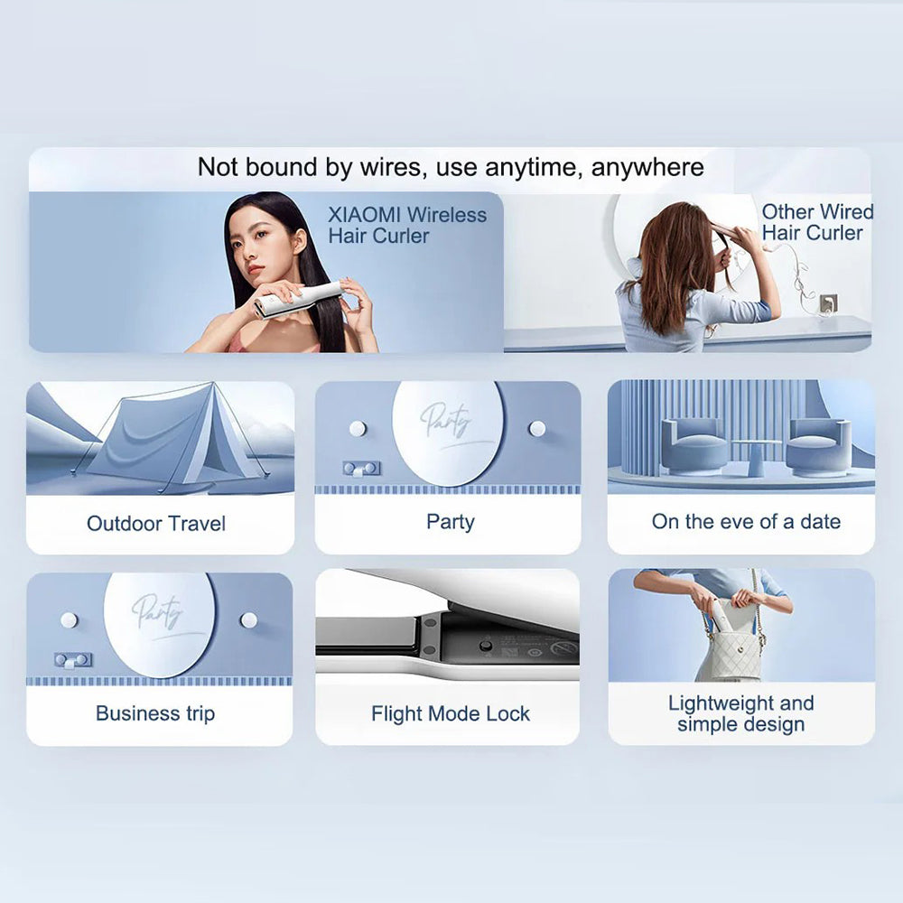 XIAOMI MIJIA MFZXQ02Z¦§M Cordless Flat Iron Hair Straightener and Curler Travel Hair Straightening Curling Iron