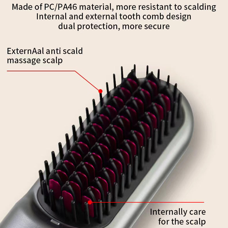 QL001 Cordless Hair Straightener Brush Ion Hot Straightener Styling Comb with USB Rechargeable