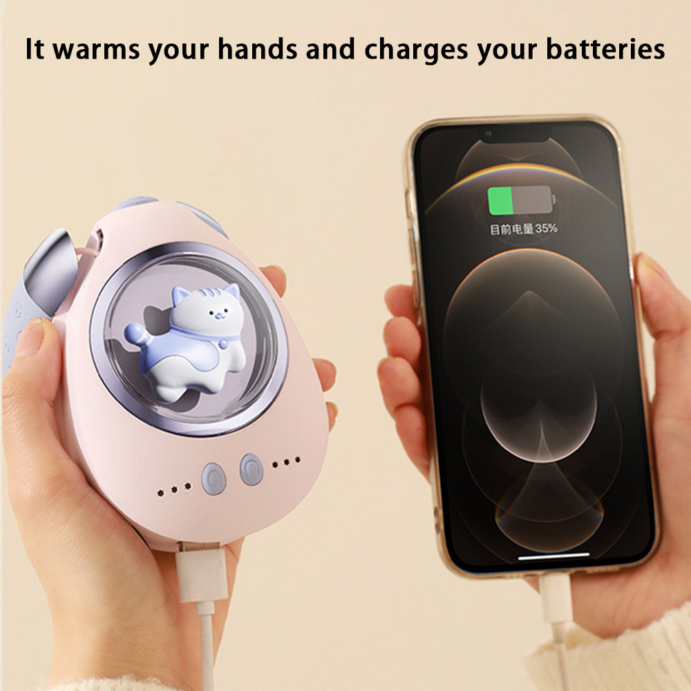 N1 2-in-1 5000mAh Fast Heating Cartoon Cat Hand Warmer Hot Compress Neckband