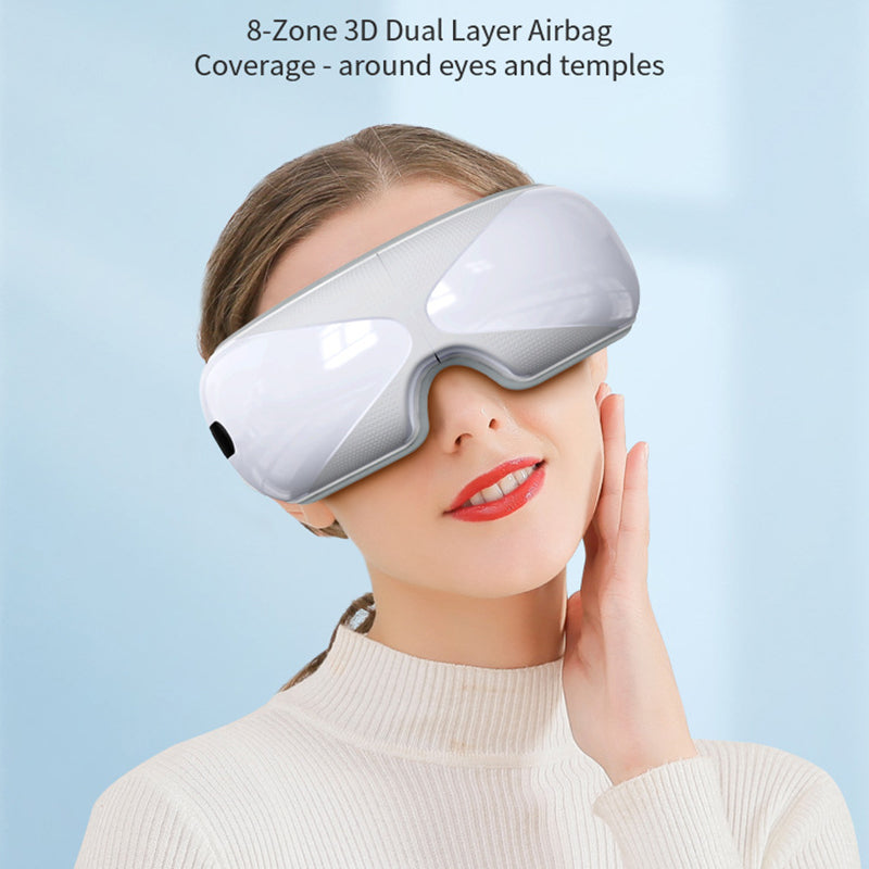 HY011 Bluetooth Music Folding Electric Eye Massager Hot Compress Foldable Eye Care Device - White