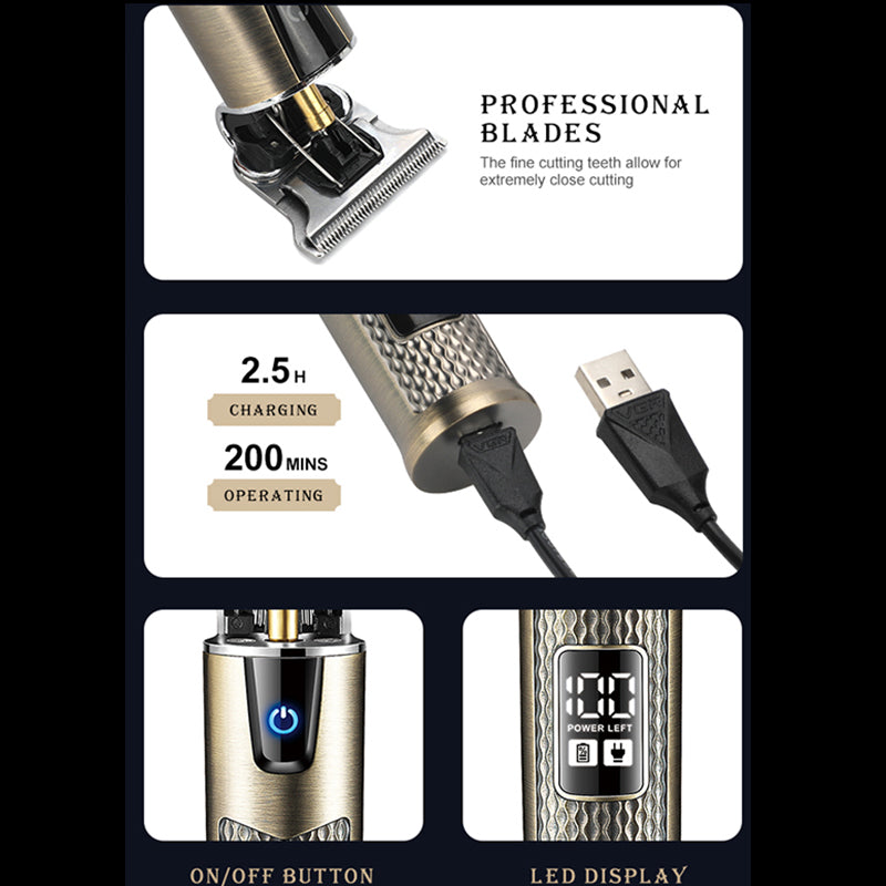 VGR V-983 Hair Clippers for Men LCD Display Rechargeable Electric Cordless Trimmer Hair Cutting