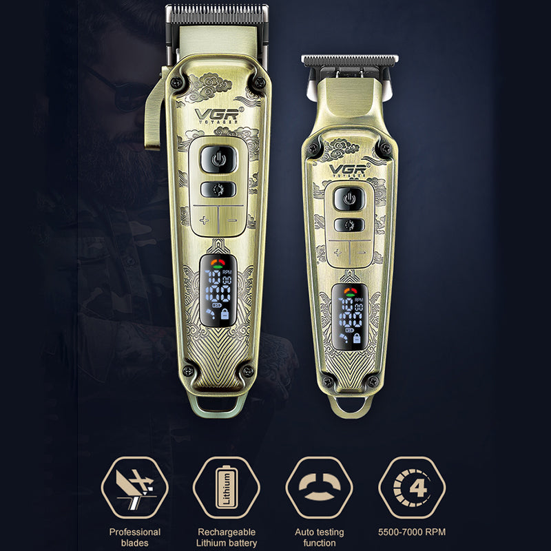 VGR V-643 Hair Clippers Shaver Metal Carving Cordless Hair Cutting Beard Razor Men Electric Hair Trimmer