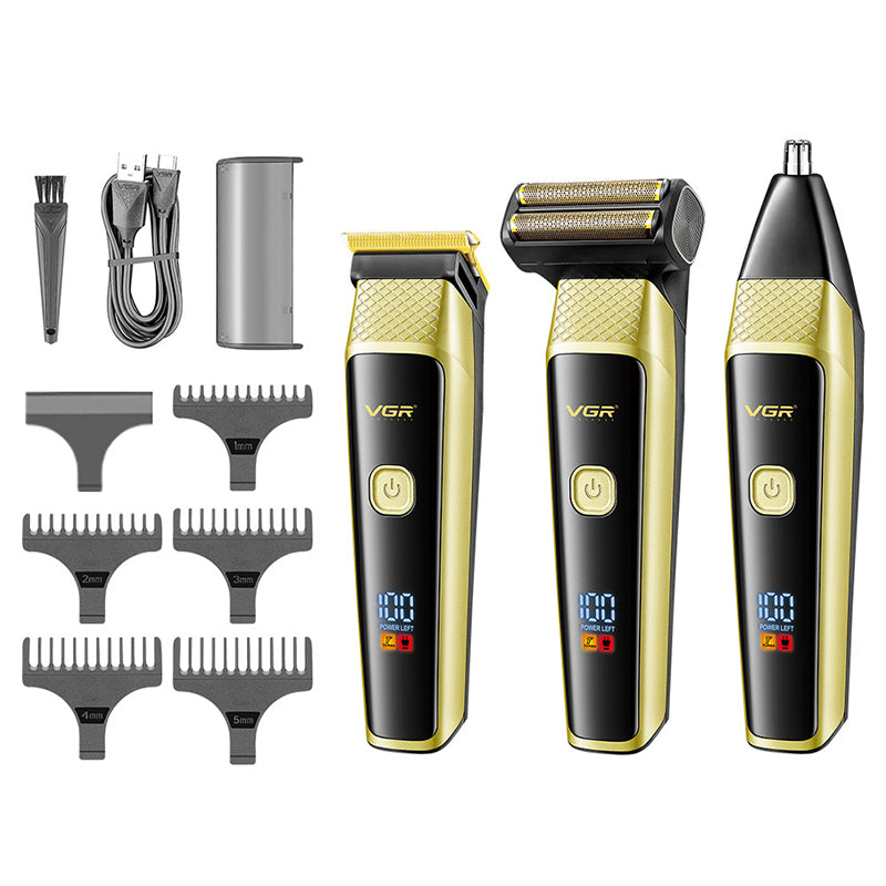 VGR V-366 Hair Clippers Razor Nose Hair Trimmer Set USB Rechargeable Blade Nose Cutting Beard Trimmer