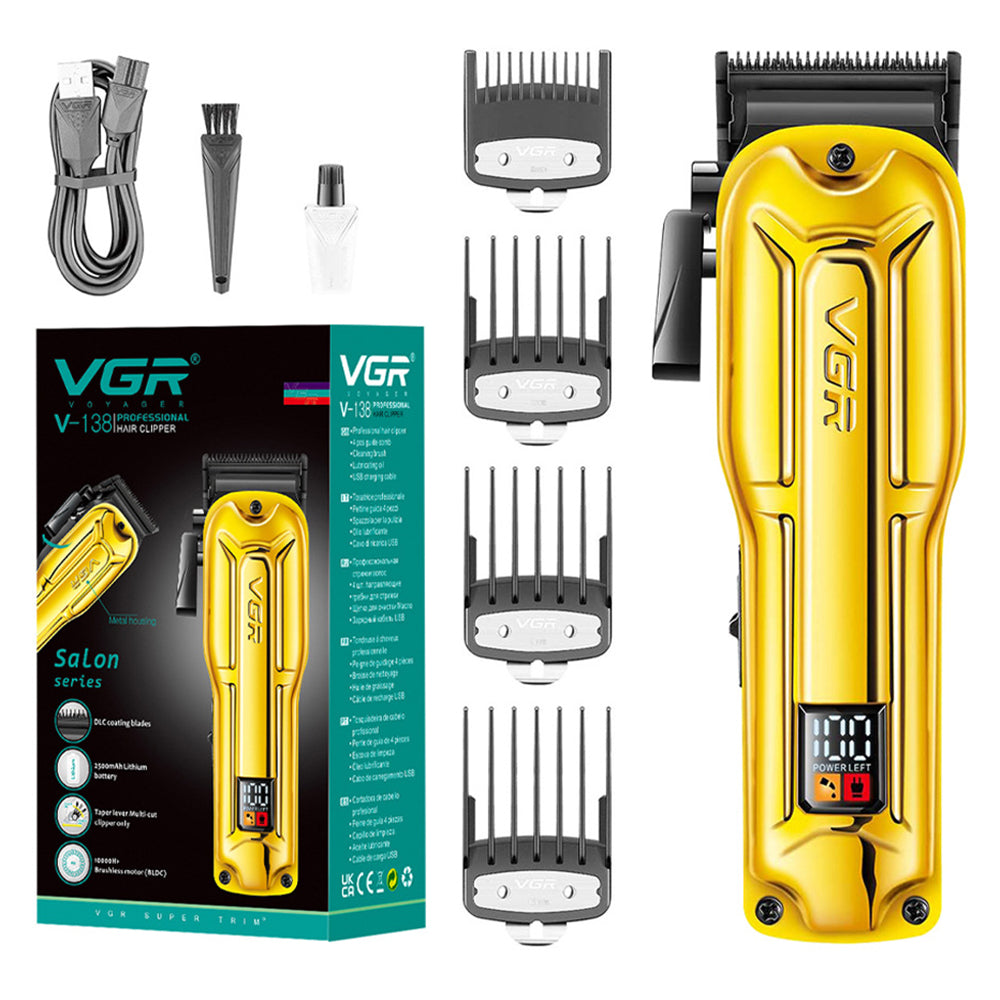 VGR V-138 Metal Hair Clipper Hair Shaver Trimmer with Digital Screen