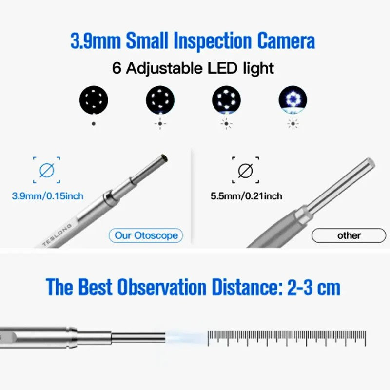 TESLONG MS450 HD 4.5-Inch Smart Screen Visual Ear Endoscope, 3.9mm Ear Otoscope