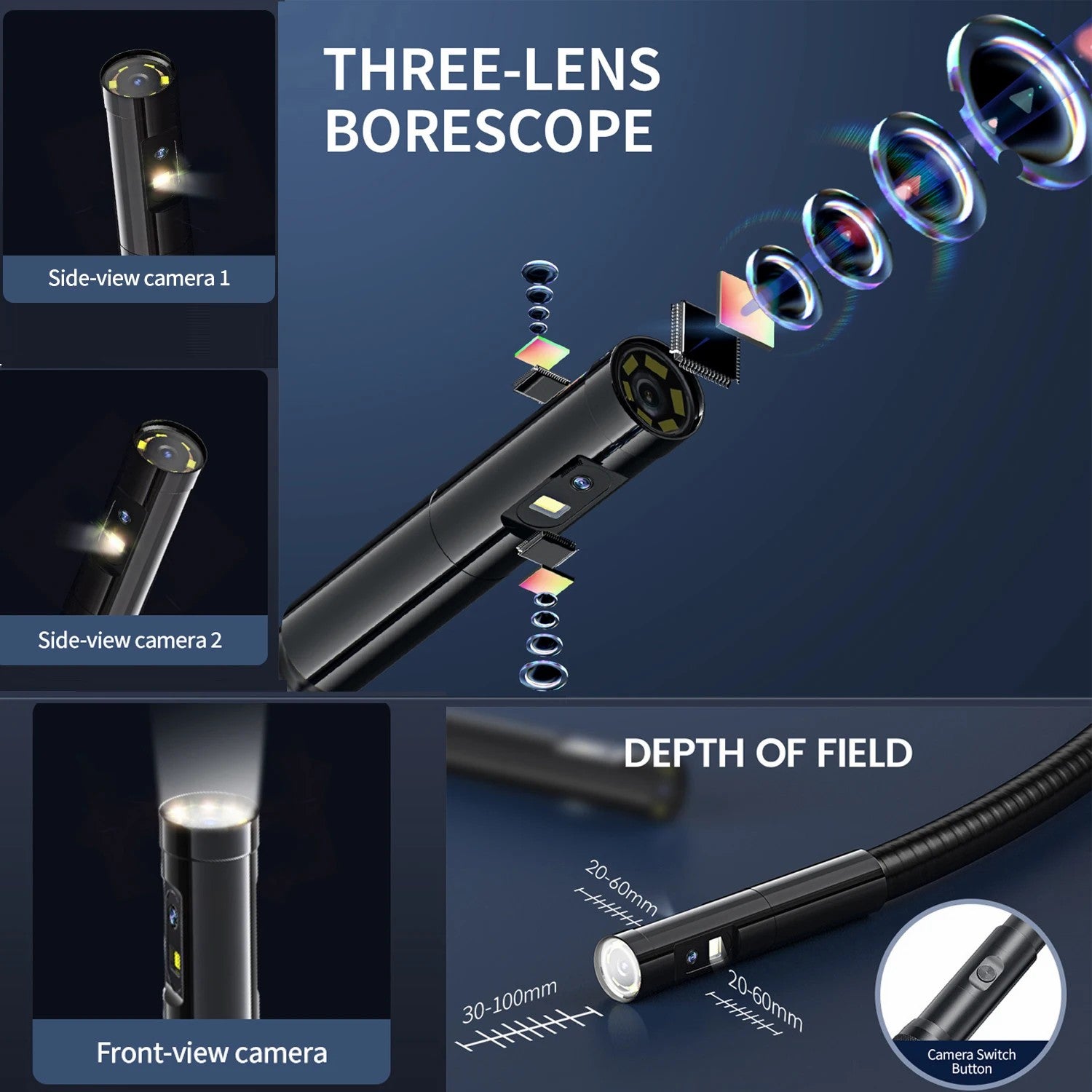 TESLONG NTS300 5.0-Inch Display 7.6mm Lens Diameter 5M Pipe Inspection Endoscope