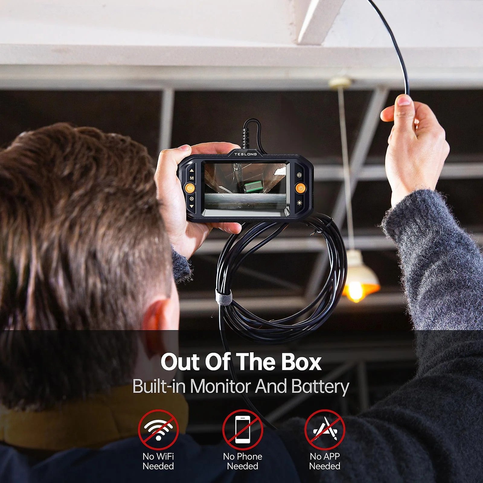 TESLONG TS43S 4.3-Inch HD Screen Endoscope 7.9mm Triple Lens Camera Probe
