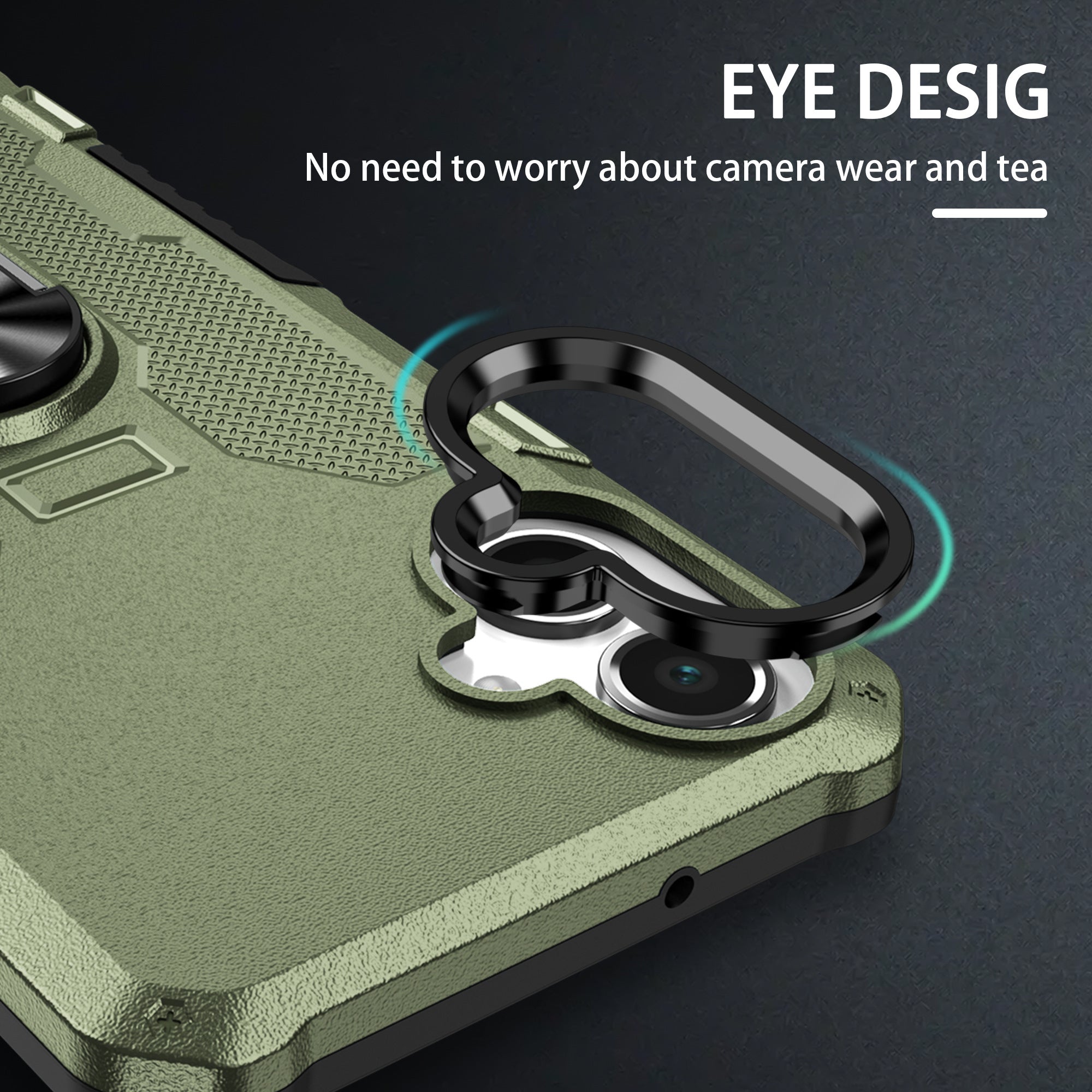 For Samsung Galaxy A06 4G Phone Case Ring Kickstand PC + TPU Shockproof Cover Green