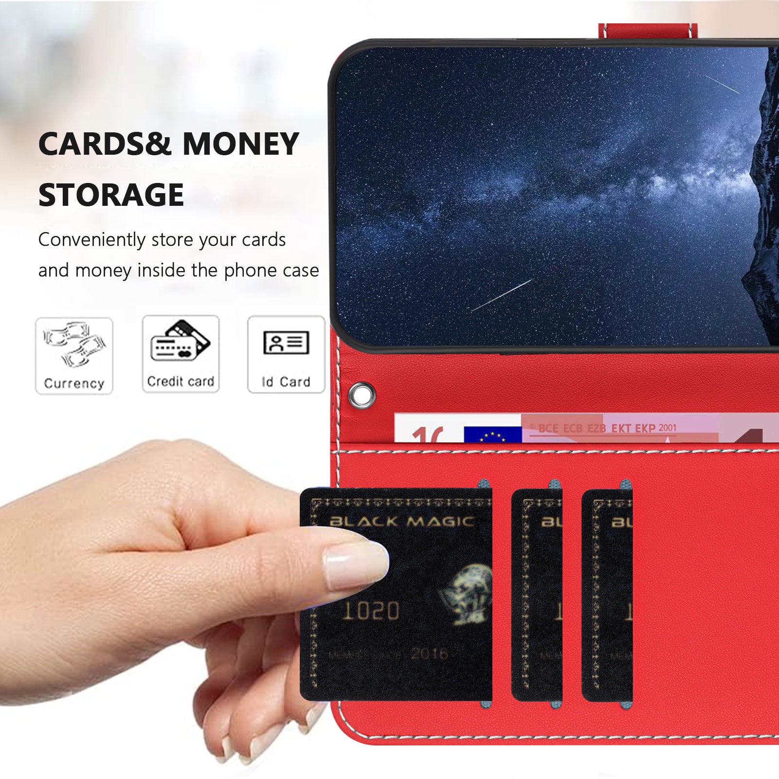 For Samsung Galaxy Xcover7 Phone Cases Wallet Stand Color Splicing Leather Cover with Magnetic Clasp Red