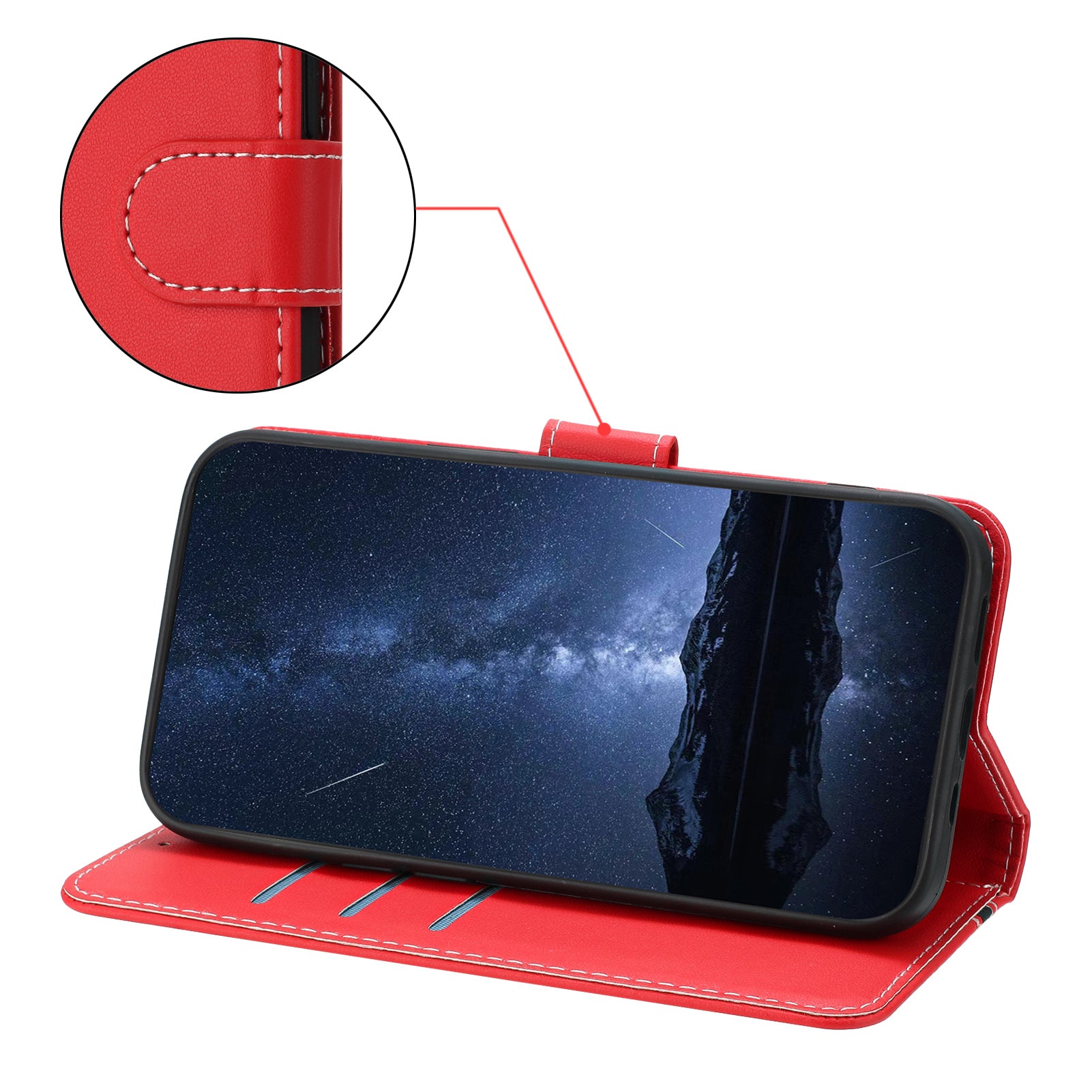 For Samsung Galaxy Xcover7 Phone Cases Wallet Stand Color Splicing Leather Cover with Magnetic Clasp Red