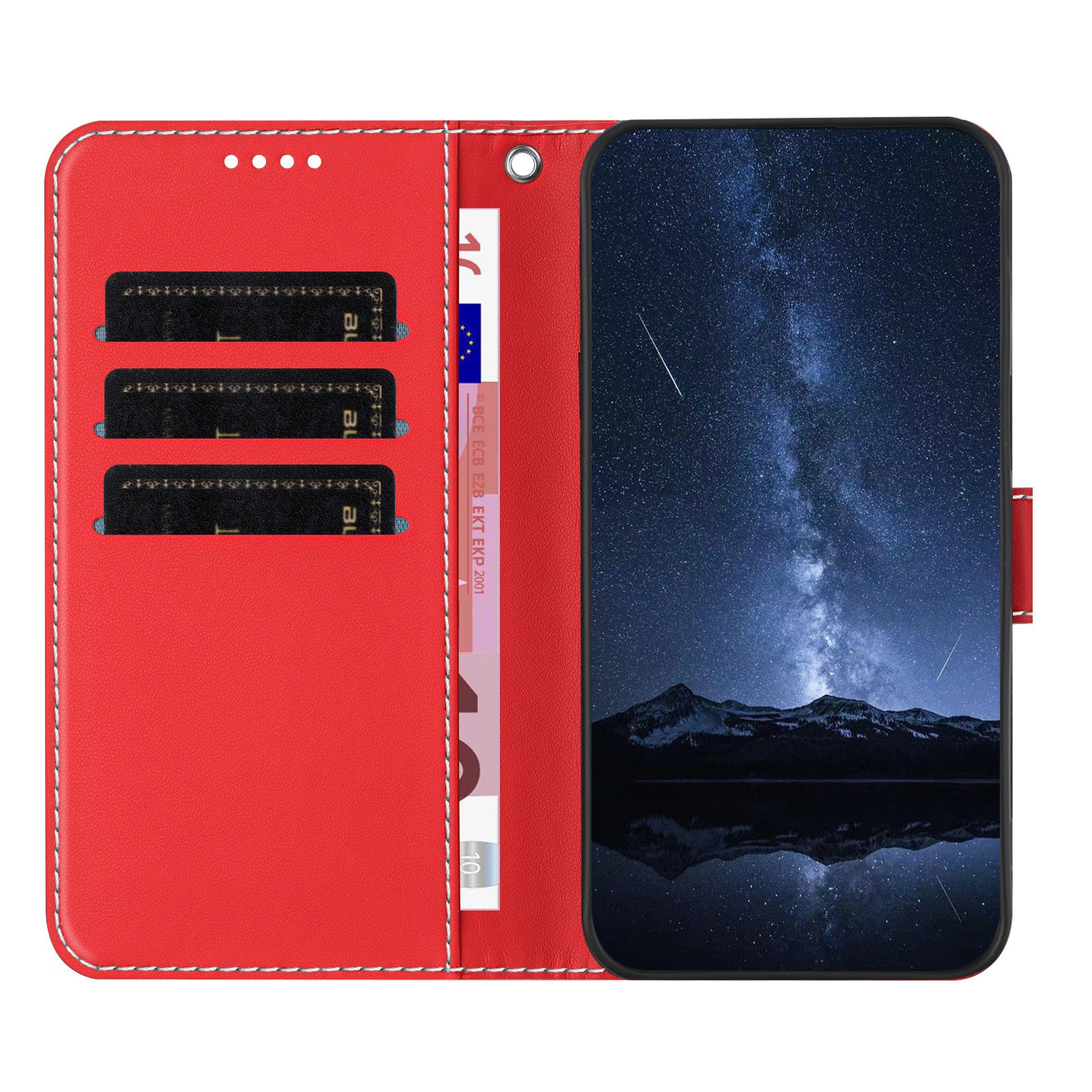 For Samsung Galaxy Xcover7 Phone Cases Wallet Stand Color Splicing Leather Cover with Magnetic Clasp Red