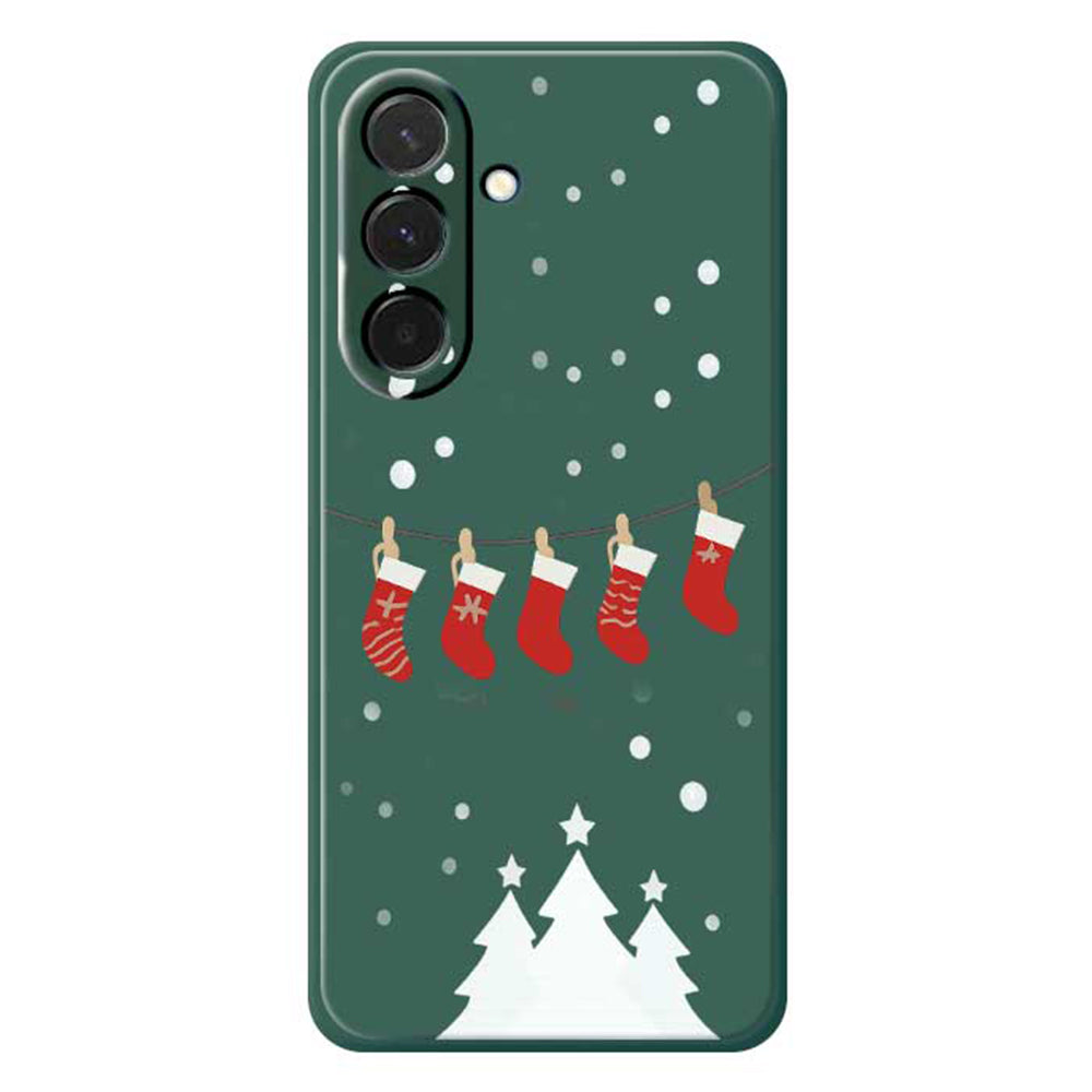 For Samsung Galaxy A36 5G Case Christmas Stockings Pattern Printing Straight Edge TPU Phone Back Cover Green
