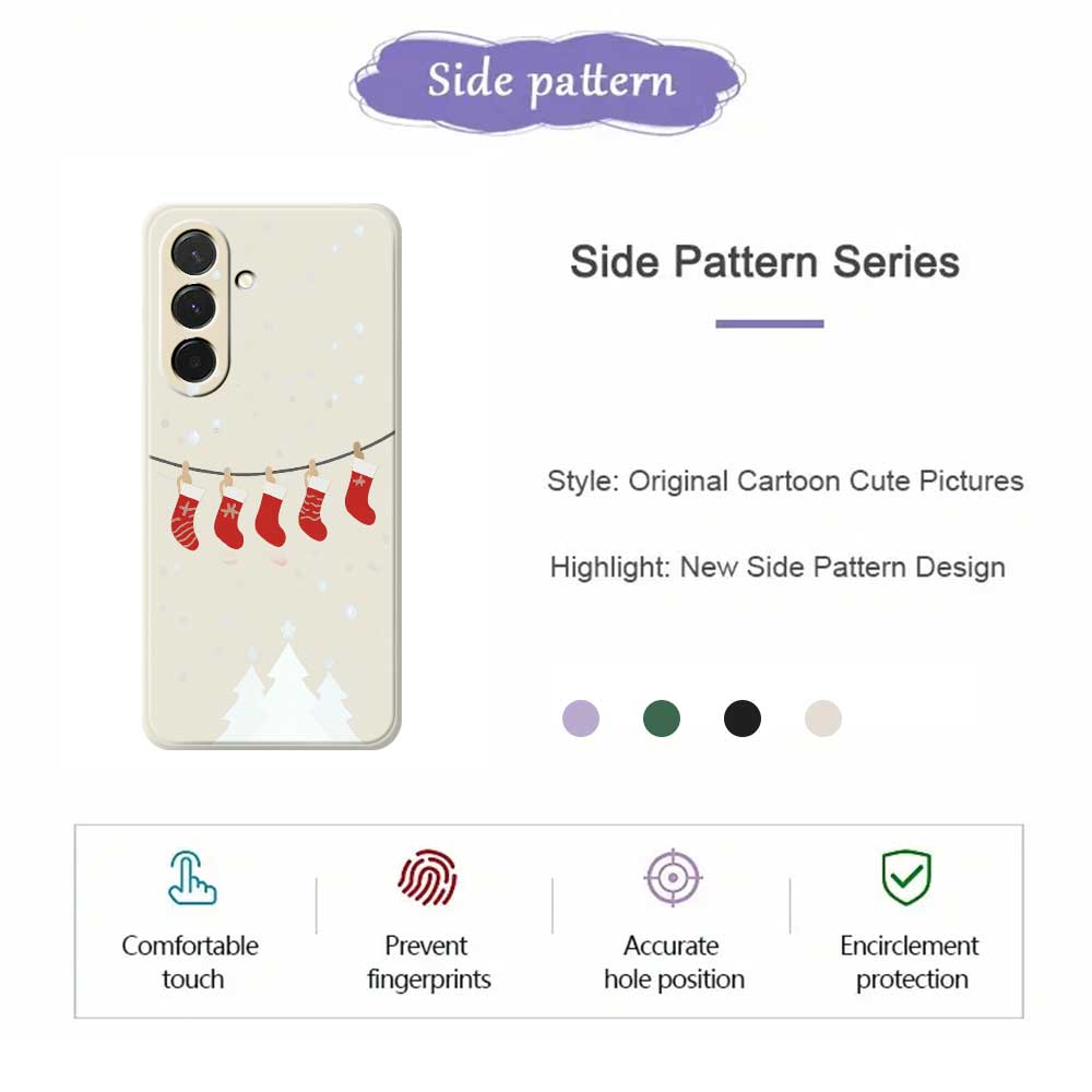 For Samsung Galaxy A36 5G Case Christmas Stockings Pattern Printing Straight Edge TPU Phone Back Cover Green