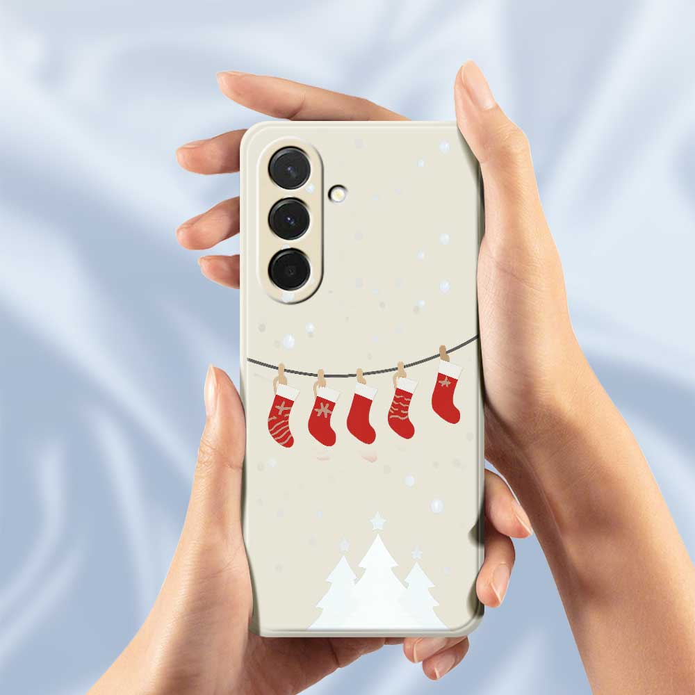 For Samsung Galaxy A36 5G Case Christmas Stockings Pattern Printing Straight Edge TPU Phone Back Cover Green