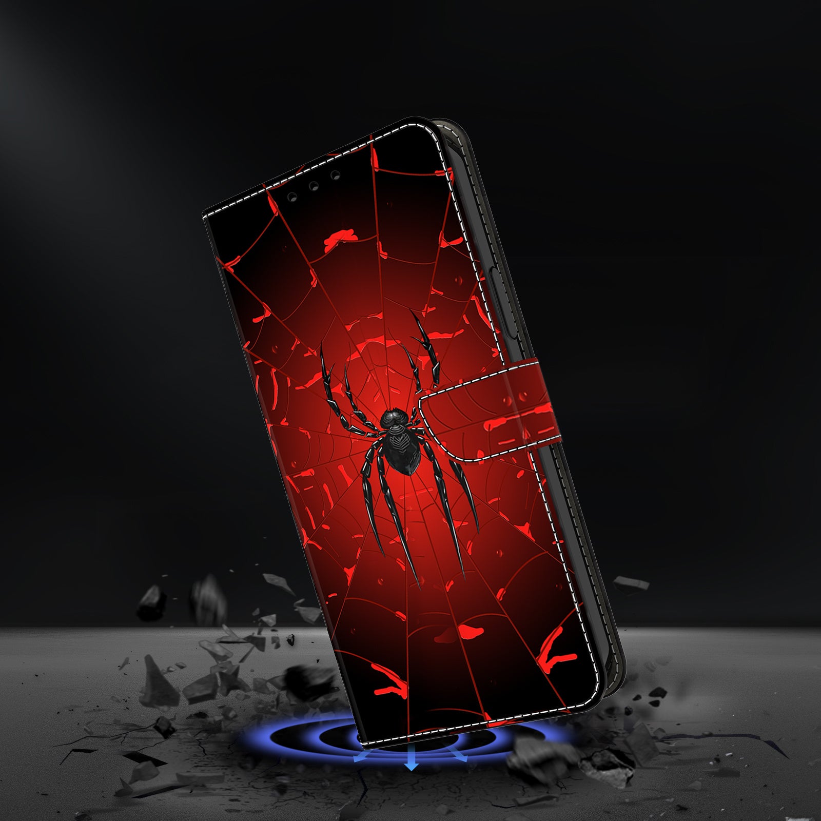 For Xiaomi Redmi Note 14 4G (164.84mm) Wallet Case Pattern Printing PU Leather Flip Stand Phone Cover Black Spider