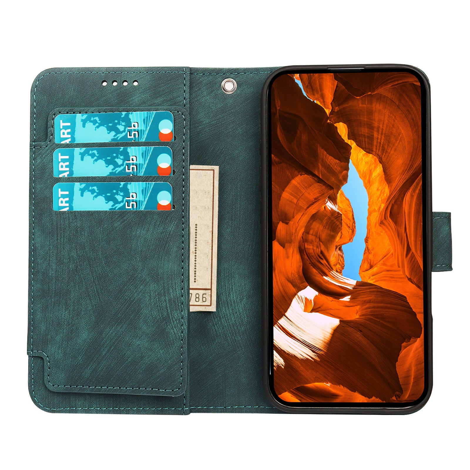 For Honor 400 Lite 5G Leather Case Line Pattern Wallet Phone Cover with 9 Card Slots Green